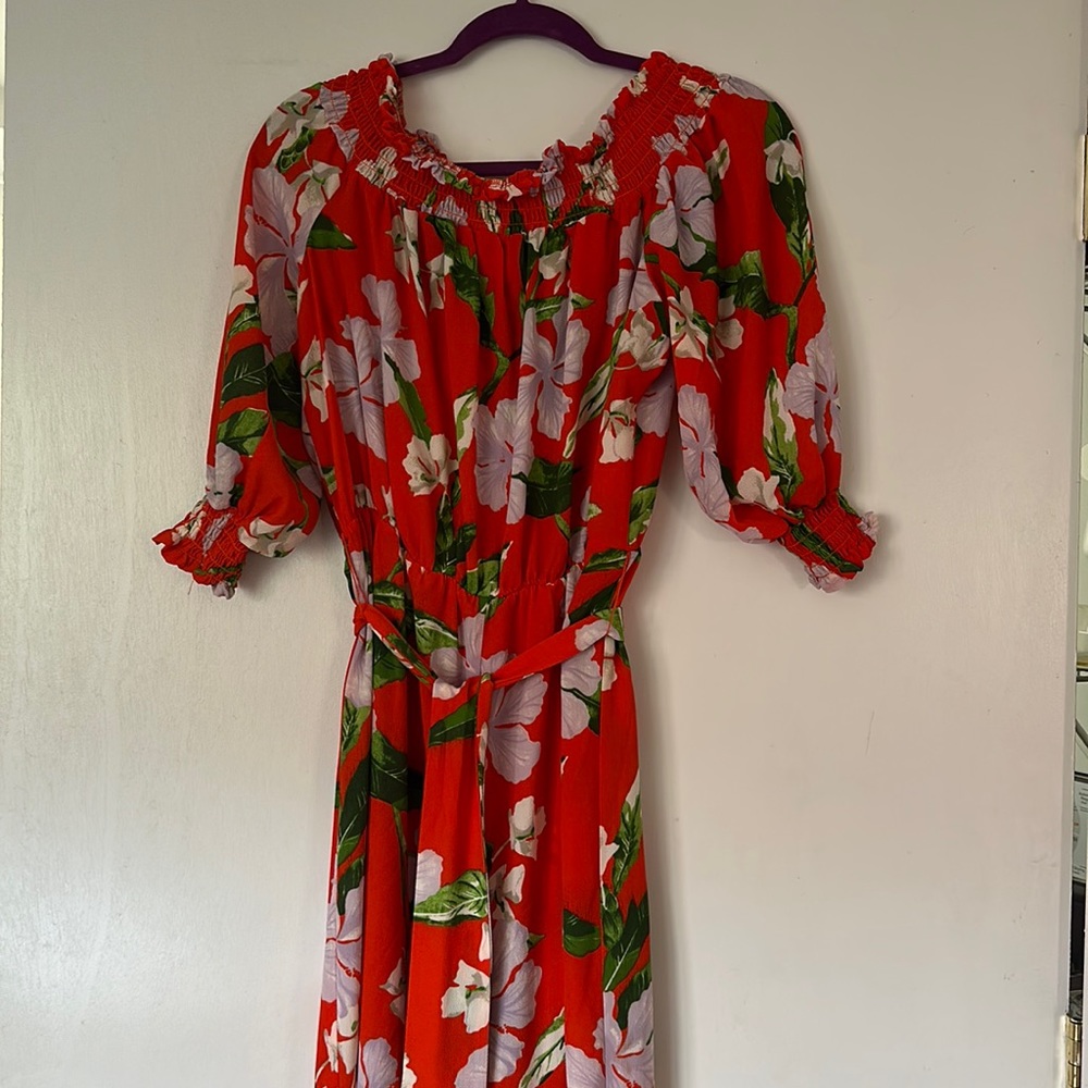 Tropical Floral Off the Shoulder Jumpsuit